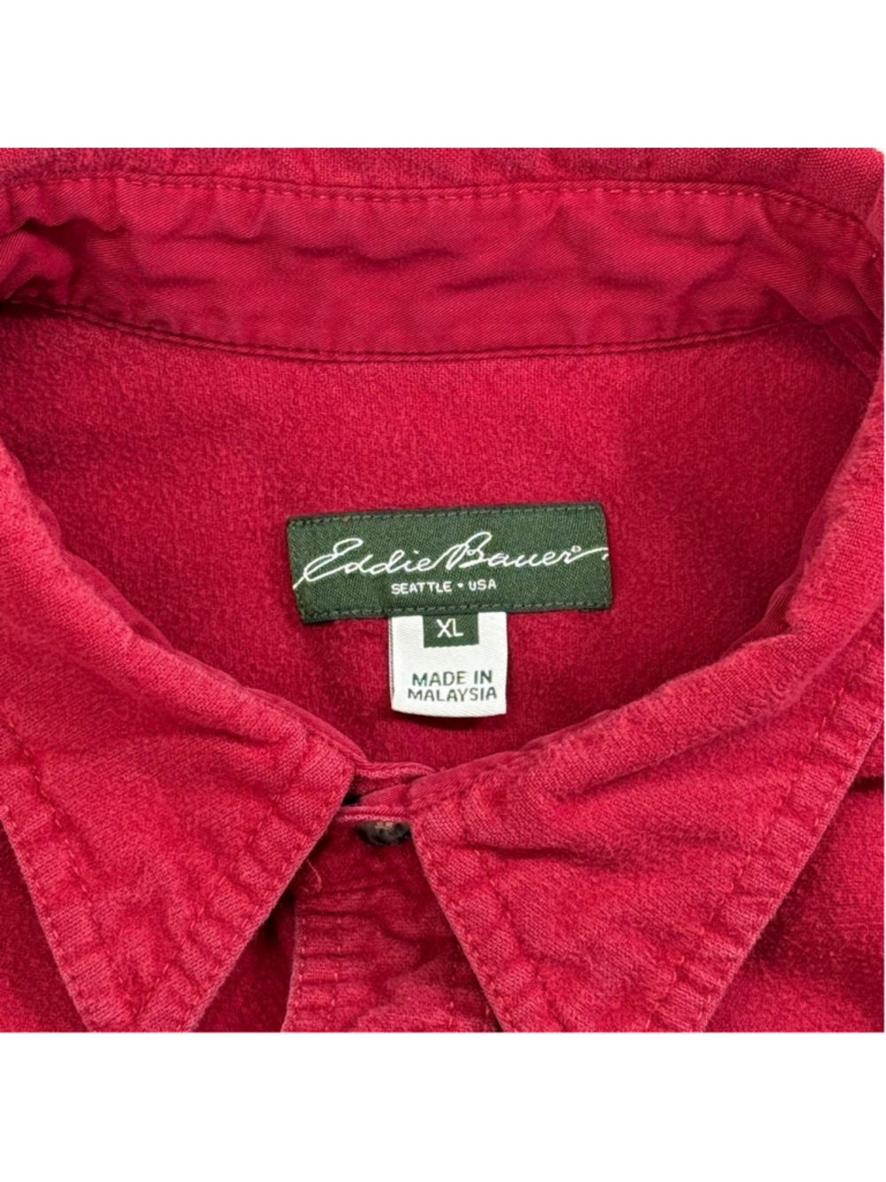 Men's Vintage Eddie Bauer Chamois Heavyweight‎ Casual Button Down Shirt XL Red - Picture 7 of 16